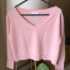 Everlane Cashmere Crop V-Neck, small, light pink